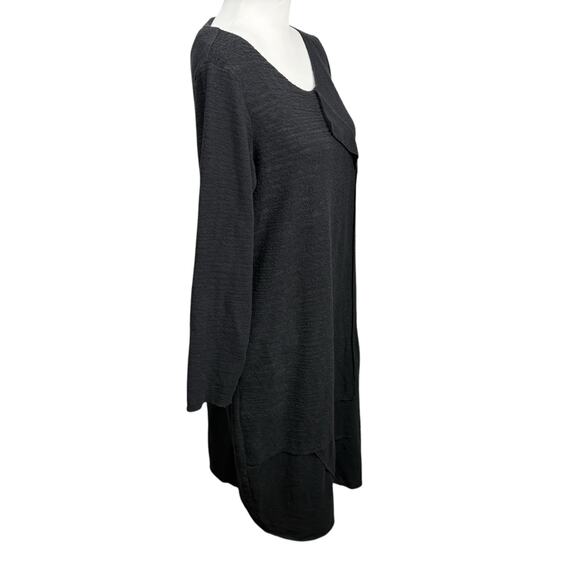 LUUKAA Black Textured Knit Pull Over Long‎ Sleeve Midi Dress Women's US Size 10 - Picture 7 of 9